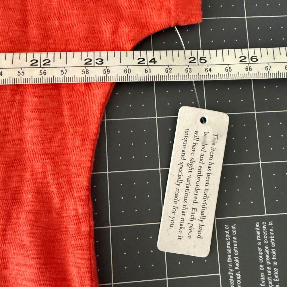 Soft Surroundings Boho Orange Beaded Organic Cotton Feather Tee Large Resort - Picture 5 of 6